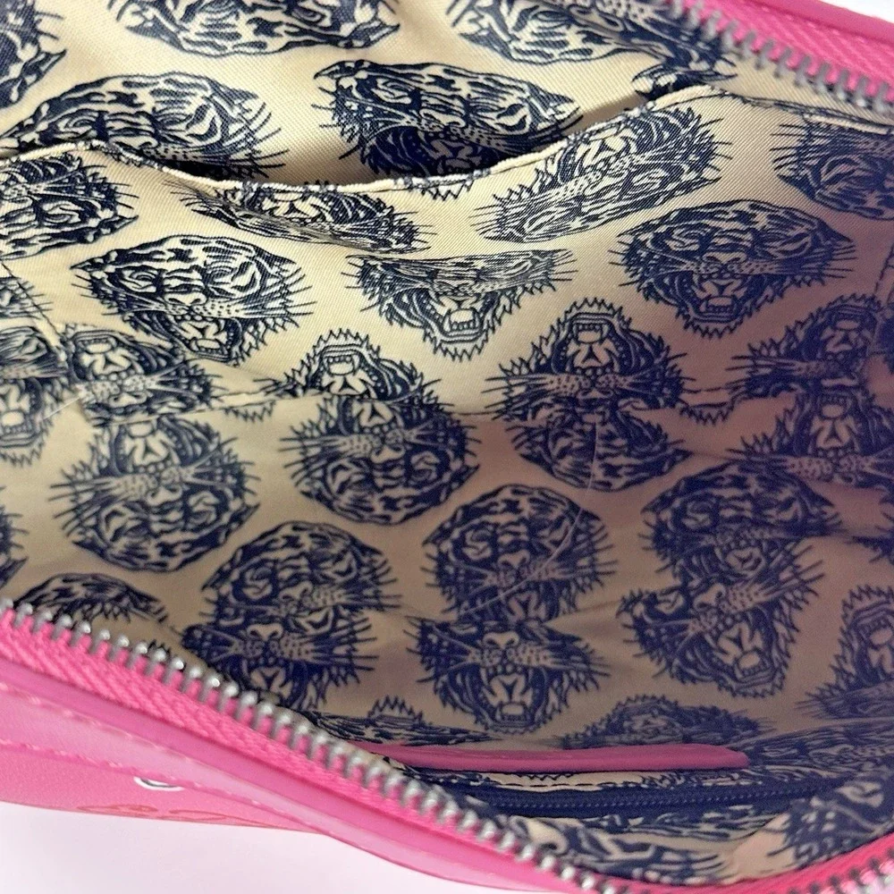 Ed Hardy Pink Tattoo Print Studded Hobo Shoulder Bag Skull Y2K Punk
